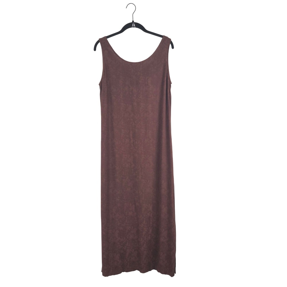 Vintage Karin Stevens Chocolate Brown Textured‎ Gauzy Floral Maxi Dress Size 10